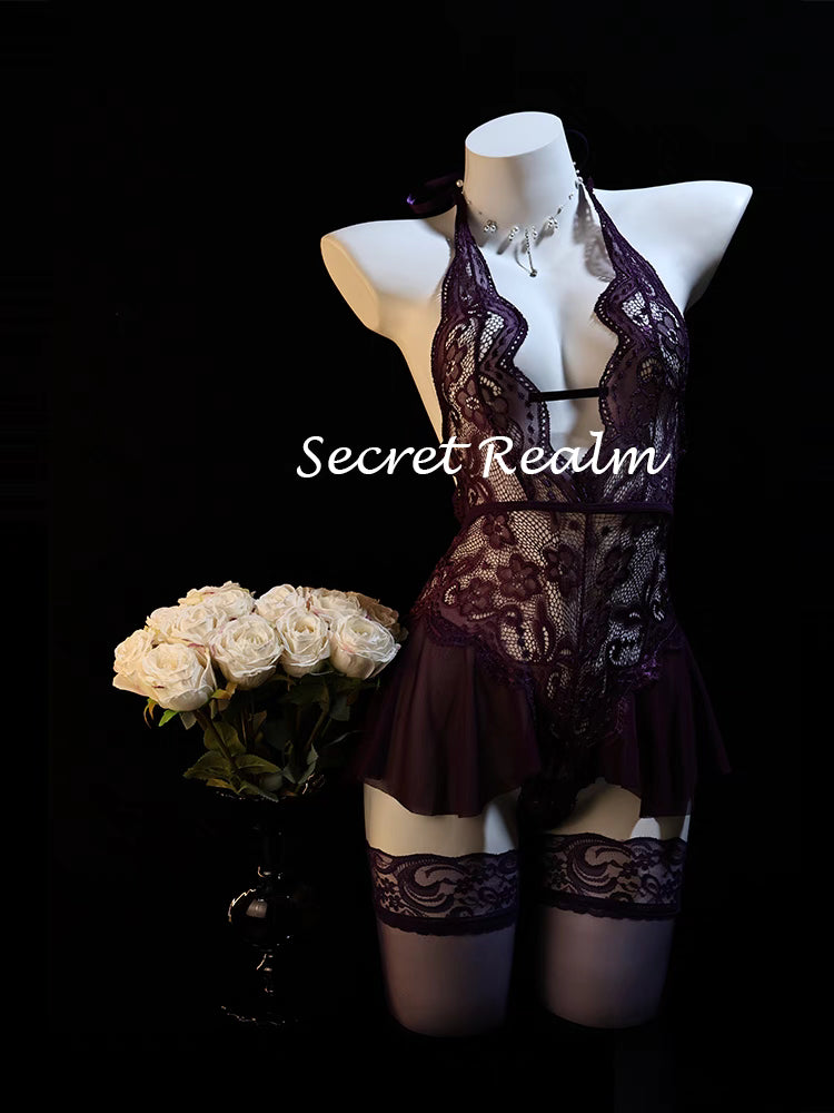 Purple Sexy Lace Bodysuit