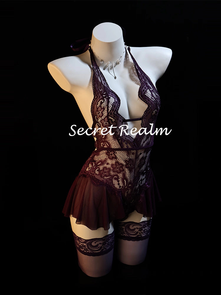 Purple Sexy Lace Bodysuit