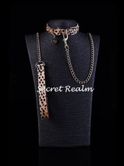 Leopard Print Collar with Leash