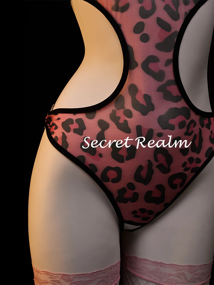 Sexy Maid Pink Leopard Print Set