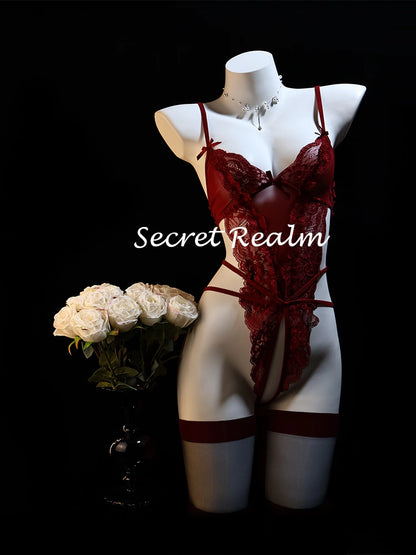 Luxury Burgundy Lace 5-Piece Set