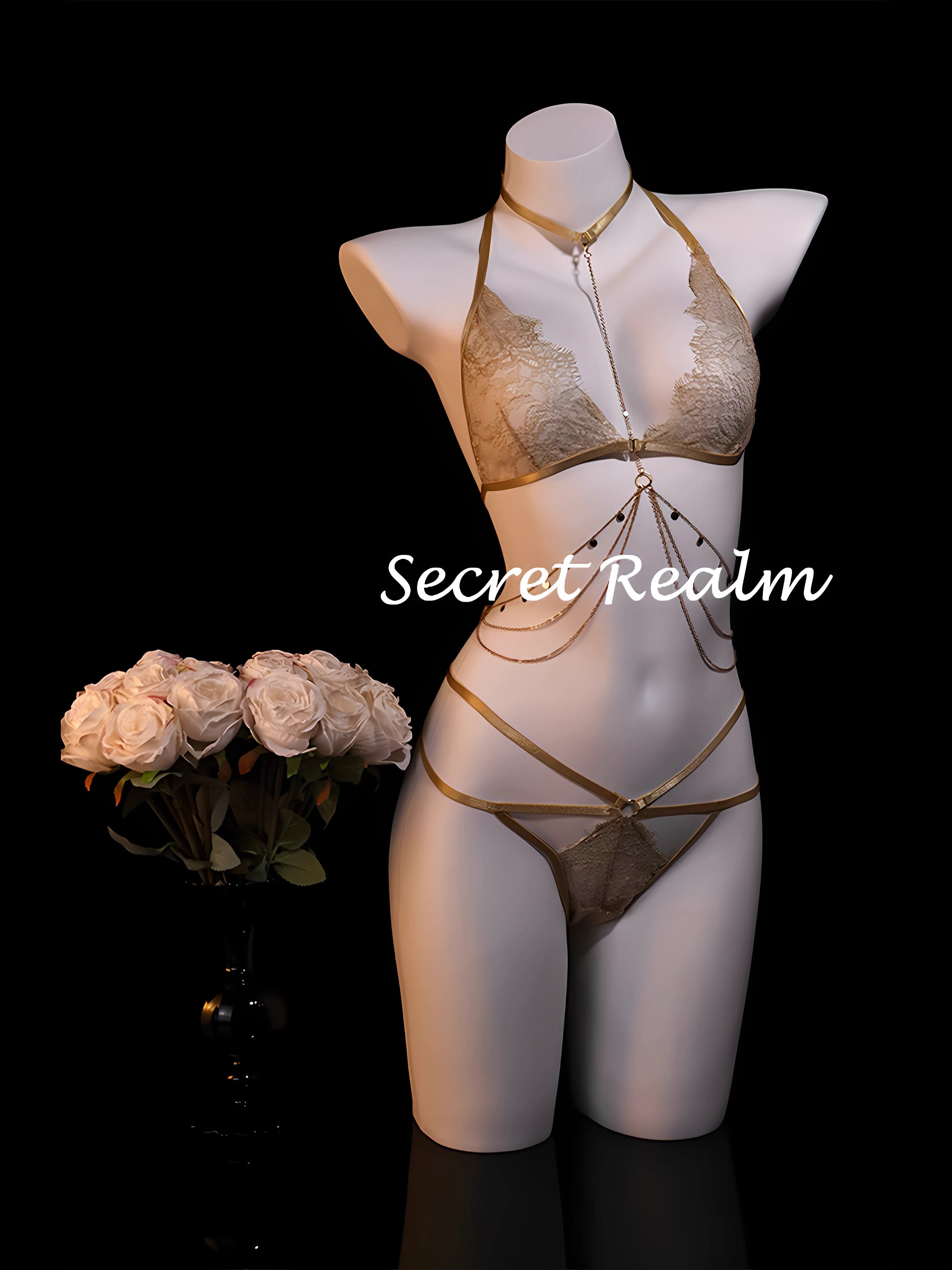 Sensual Lace Lingerie Set with Body Chain