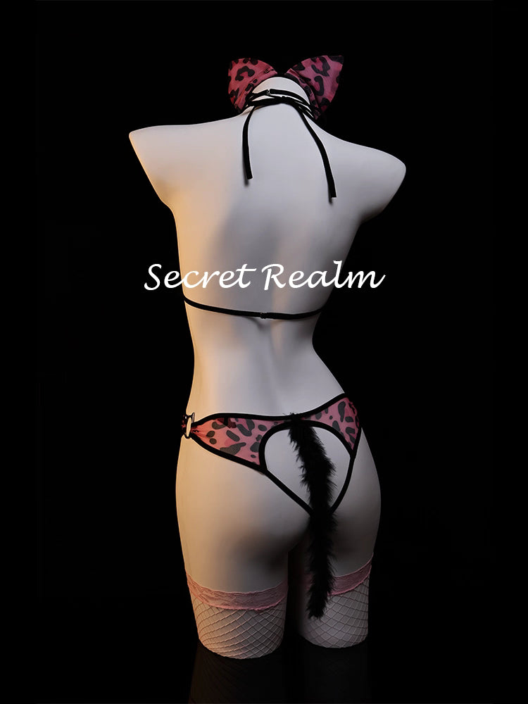 Sexy Maid Pink Leopard Print Set