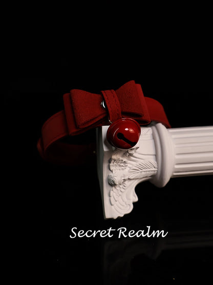 Burgundy BDSM Collar & Leash Set for Dolls