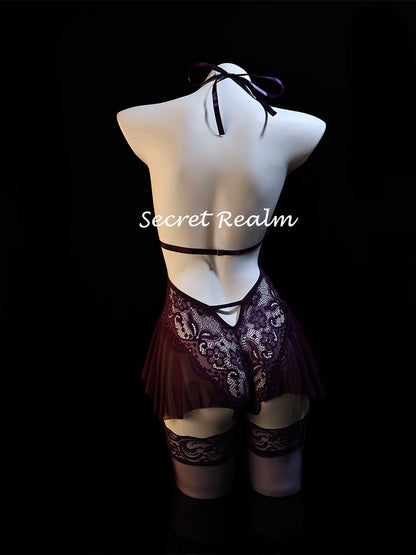 Purple Sexy Lace Bodysuit