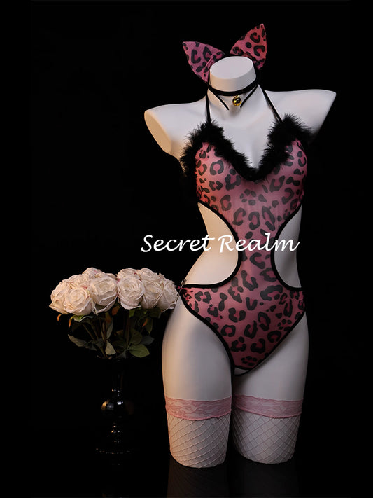 Sexy Maid Pink Leopard Print Set