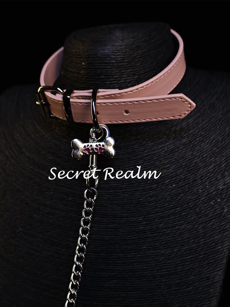 Leather Dog Collar with Bone Charm
