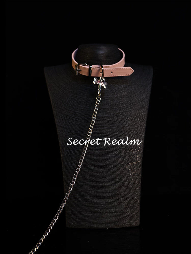 Leather Dog Collar with Bone Charm