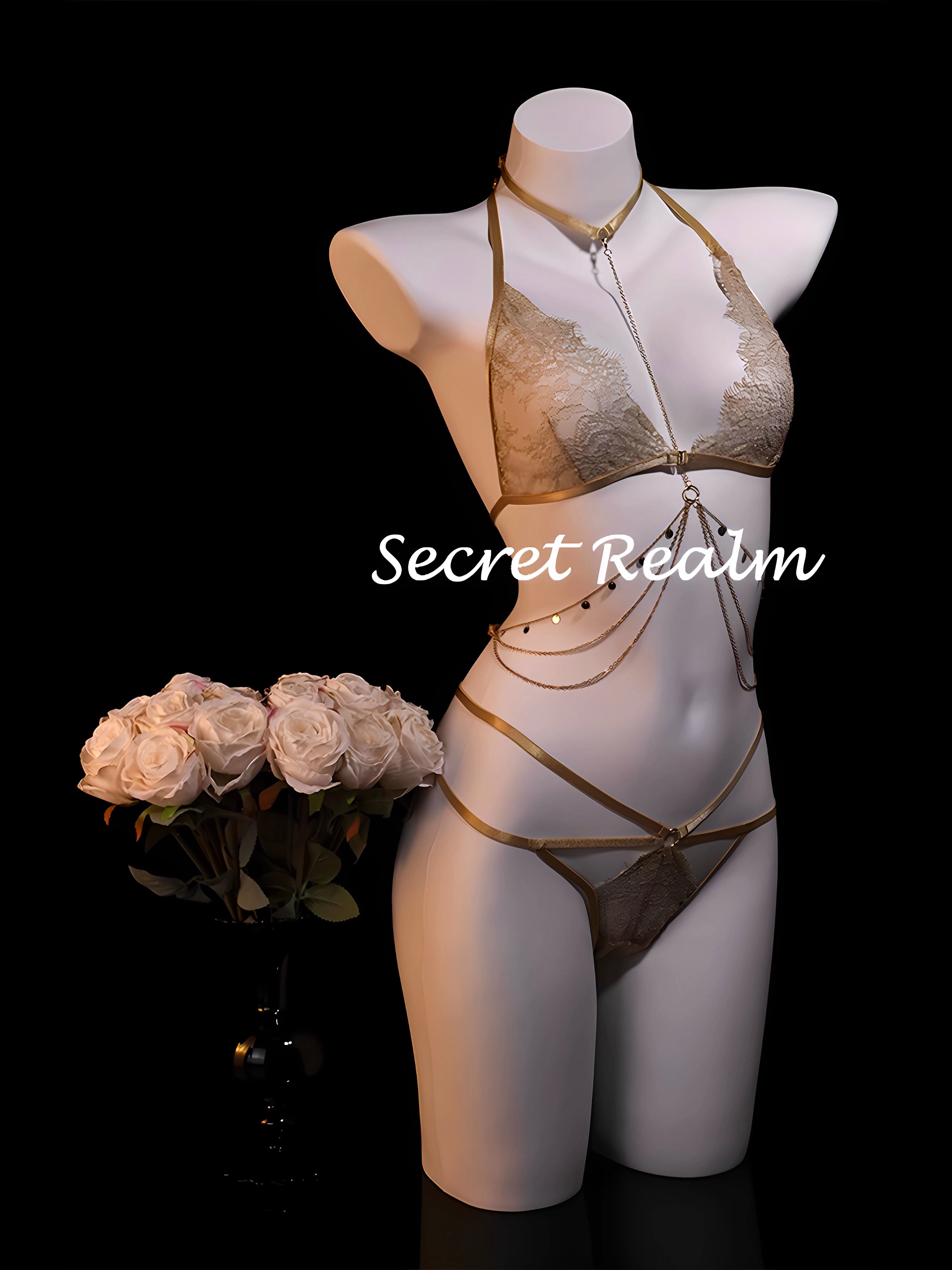 Sensual Lace Lingerie Set with Body Chain