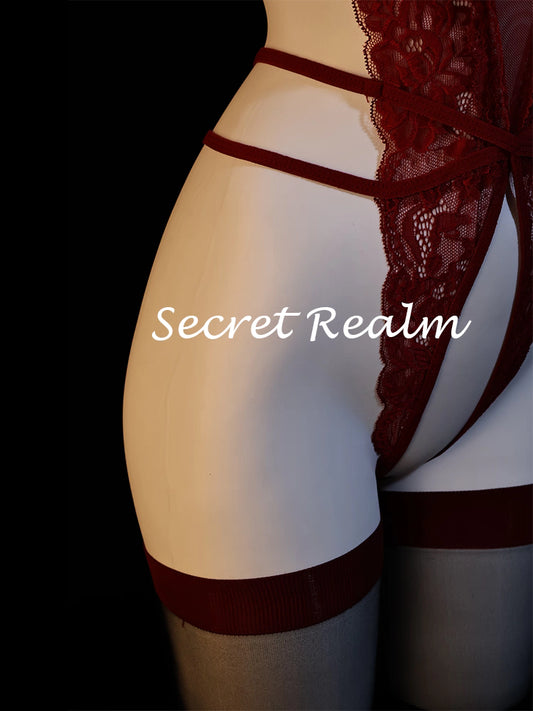 Luxury Burgundy Lace 5-Piece Set